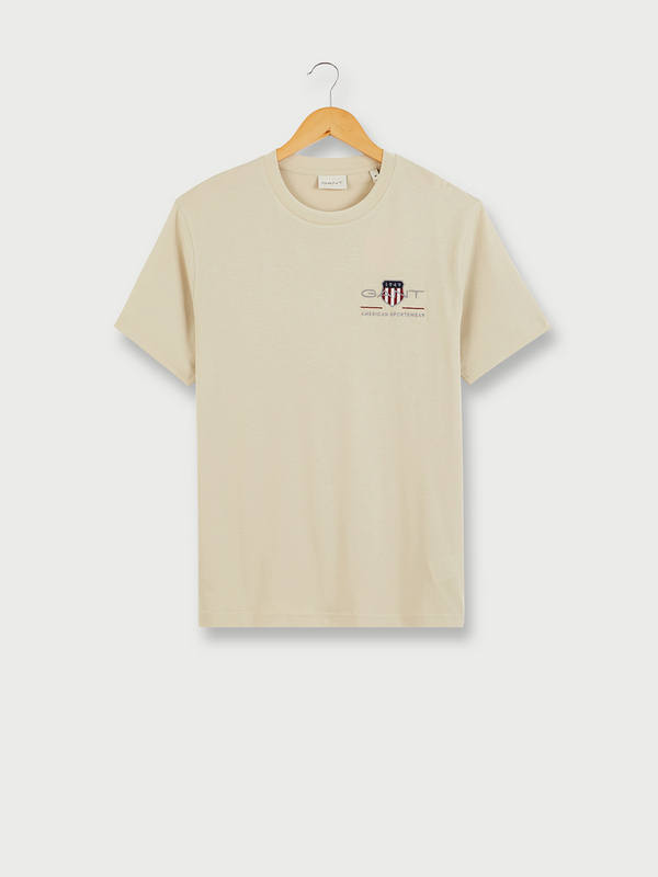 GANT Tee-shirt 100% Coton Chin Mini Logo Brod Beige 1043148