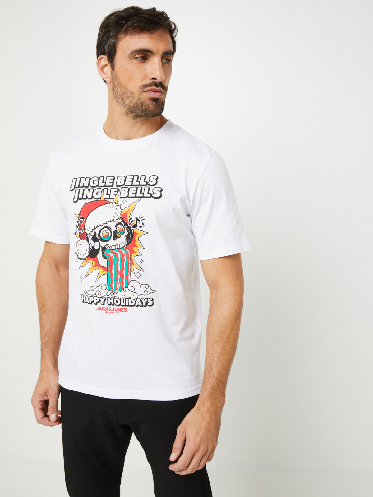 tee-shirt a manches courtes special noel homme blanc tee-shirts