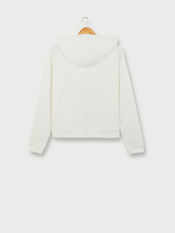 KAPORAL Sweat-shirt Zipp  Capuche 100% Coton Coupe Loose Blanc Photo principale