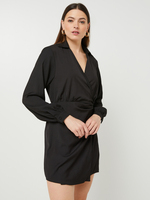 DESIGUAL Robe Portefeuille Courte En Jacquard Noir