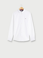 TOMMY JEANS Chemise Oxford Manches Longues, Logo Brod, Coupe Classique Blanc