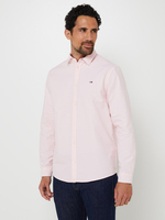 TOMMY JEANS Chemise Oxford Manches Longues, Logo Brod, Coupe Classique Rose clair