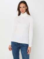 TOMMY JEANS Pull Uni  Col Roul, Petit Logo Brod Blanc