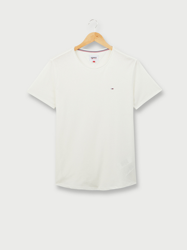 TOMMY JEANS Tee-shirt Polycoton, Mini Logo Blanc