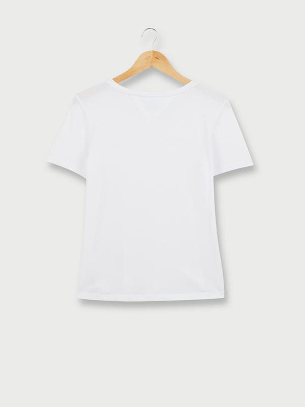 TOMMY JEANS Tee-shirt V Coton Bio Mini Logo Blanc Photo principale