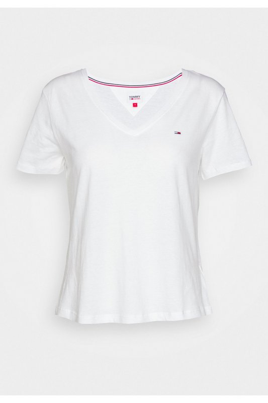 TOMMY JEANS Tshirt En Coton Bio Avec Logo  -  Tommy Jeans - Femme YBR White 1044371