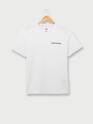TOMMY JEANS Tee-shirt Manches Courtes Mini Logo Brodé Blanc