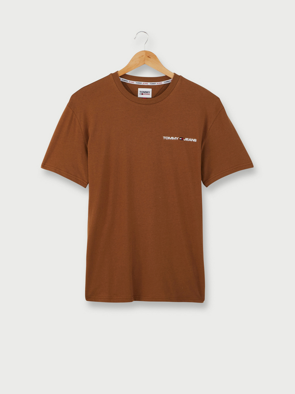 TOMMY JEANS Tee-shirt Manches Courtes Mini Logo Brodé Marron