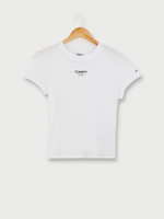 TOMMY JEANS Tee-shirt Uni Col Rond, Manches Courtes Avec Signature Flocke Blanc