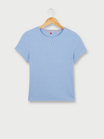 TOMMY JEANS Tee-shirt Fines Ctes, Mini Logo Brod Bleu ciel