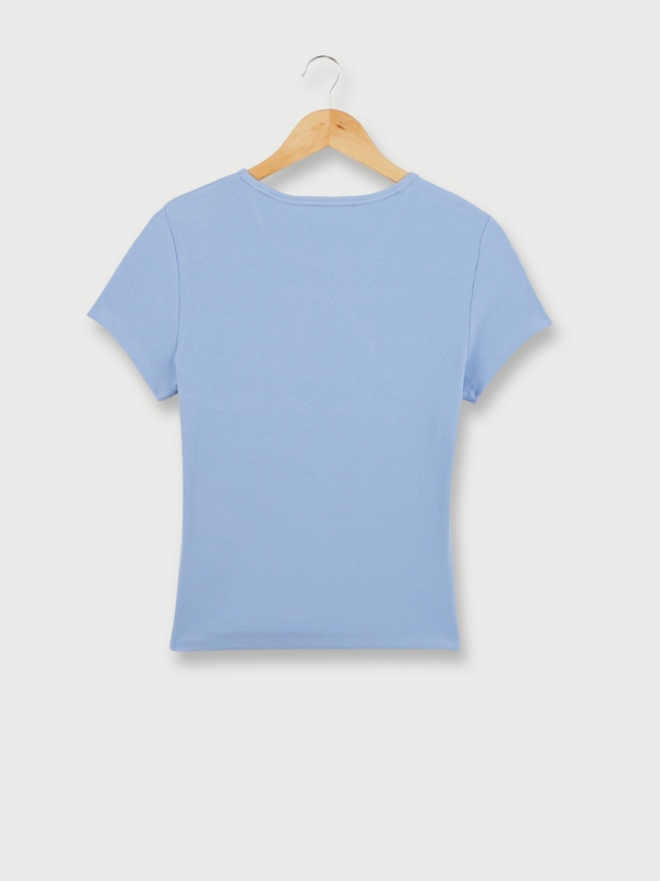 TOMMY JEANS Tee-shirt Fines Ctes, Mini Logo Brod Bleu ciel Photo principale