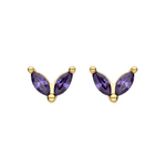 LUXENTER Luxenter Boucles D'oreilles Katba Zirconia Amthyste, Finition En Or Jaune 18 Carats Violet