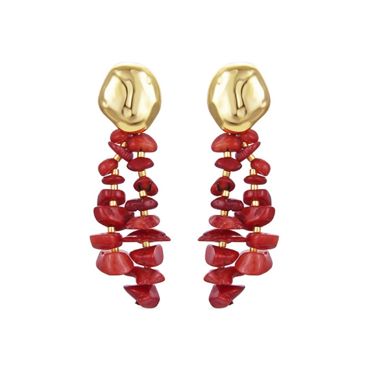 Boucles d'oreilles en argent avec onyx, brillants et corail rouge