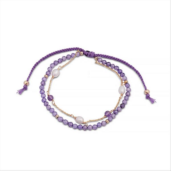 LUXENTER Luxenter Athat Bracelet En Alliage De Mtal Et Zircone Amthyste Finition Plaqu Or 18 Carats violet 1045926