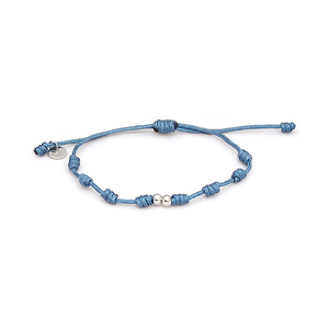 LUXENTER Bracelet Luxenter Harai En Argent 925 Et Coton Bleu Rhodi bleu