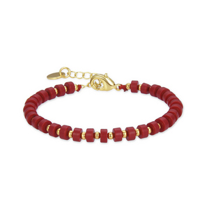 LUXENTER Bracelet Luxenter Islor En Résine Rouge Finie En Or Jaune 18 Carats rouge