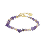 LUXENTER Luxenter Ulanvi Bracelet En Pierres Naturelles Multicolores, Finition En Or Jaune 18 Carats Violet