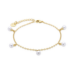 LUXENTER Luxenter Bracelet Tawser En Perle Blanche, Finition Or Jaune 18 Carats Or