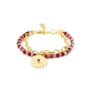 LUXENTER Bracelet Luxenter Edxiuh Crystal Red,finition Or Jaune 18 Carats MULTICOULEUR