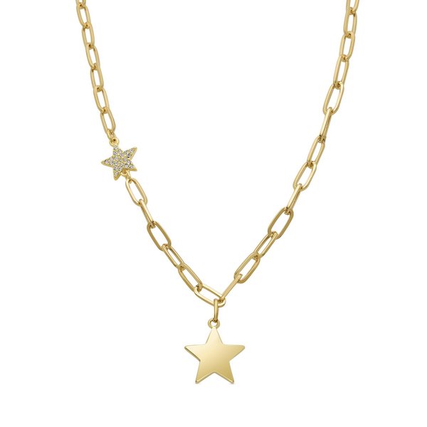 LUXENTER Luxenter Collier toile En Zirconia Brillant, Finition Or Jaune 18 Carats Or 1046054