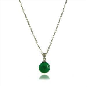 LUXENTER Collier Luxenter Geel En Argent 925 Et Agate Verte Naturelle Finition Rhodie vert