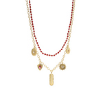 LUXENTER Luxenter Collier Edxiuh En Cristal Rouge, Finition Or Jaune 18 Carats Rouge