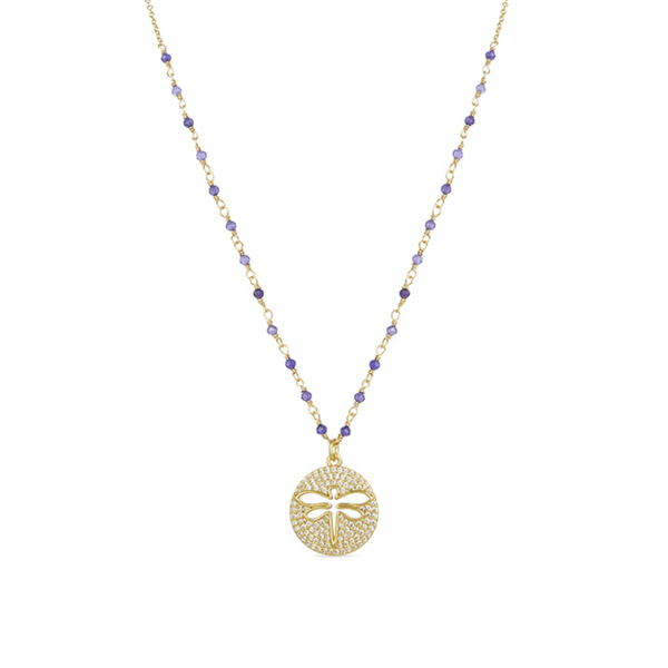 LUXENTER Luxenter Collier Anyie En Cristal Violet Et Or Jaune 18 Carats or 1046060