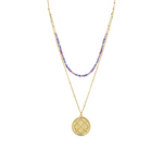 LUXENTER Collier Luxenter Litho Purple Crystal En Plaqu Or Jaune 18 Carats Violet