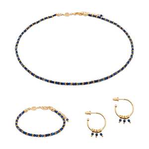 SLOYA Collier, Bracelet Et Boucles D'oreilles Karia En Pierres Lapis-lazuli Bleu