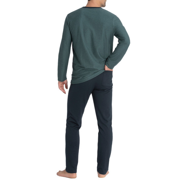 IMPETUS Pyjama Long Card 100% Coton  Micro Motif Jacquard Zen Vert Photo principale