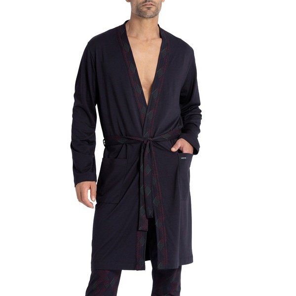 IMPETUS Robe De Chambre Longue En Coton Et Modal Kuriso Bleu nuit 1049510
