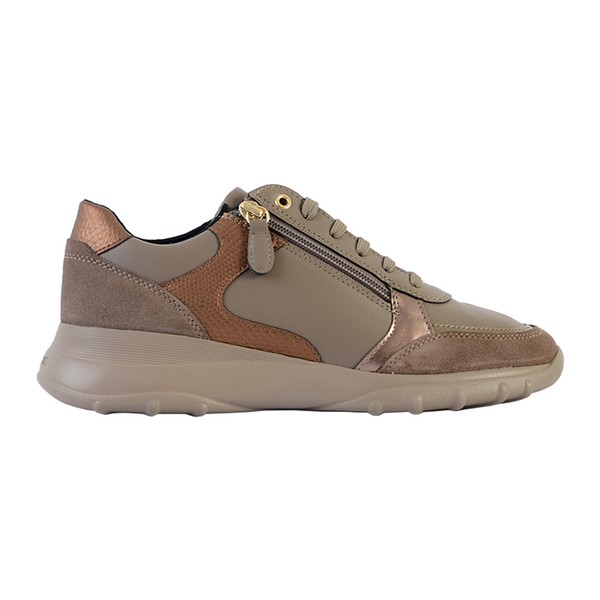 GEOX Basket Basse Geox Cuir Alleniee Taupe Sombre 1052770