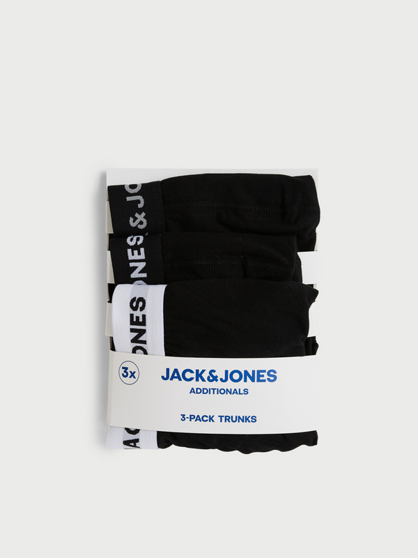 JACK AND JONES Lot De 3 Boxers En Coton Uni Noir 1053732
