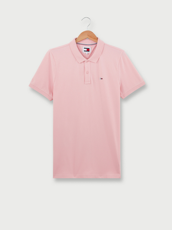 TOMMY JEANS Polo En Piqu De Coton Uni Avec Mini Logo Brod Rose clair Photo principale