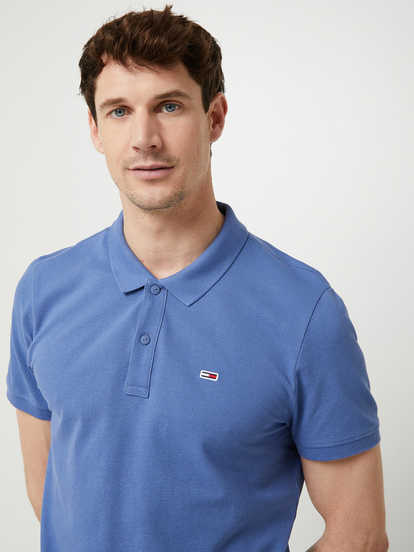 TOMMY JEANS Polo En Piqu De Coton Uni Avec Mini Logo Brod Bleu Photo principale