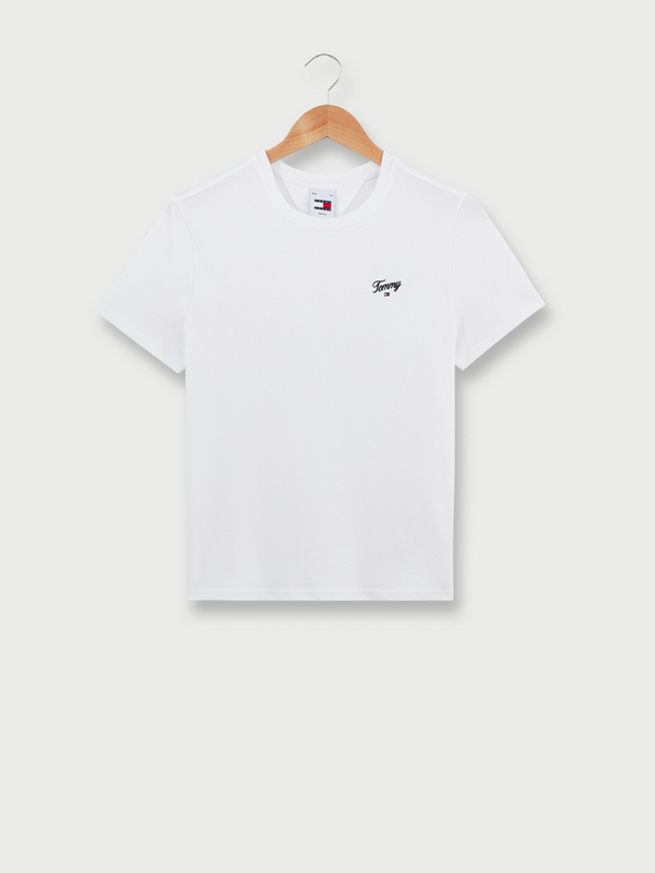 TOMMY JEANS Tee-shirt Basic Tee Script, Signature Brode Blanc Photo principale
