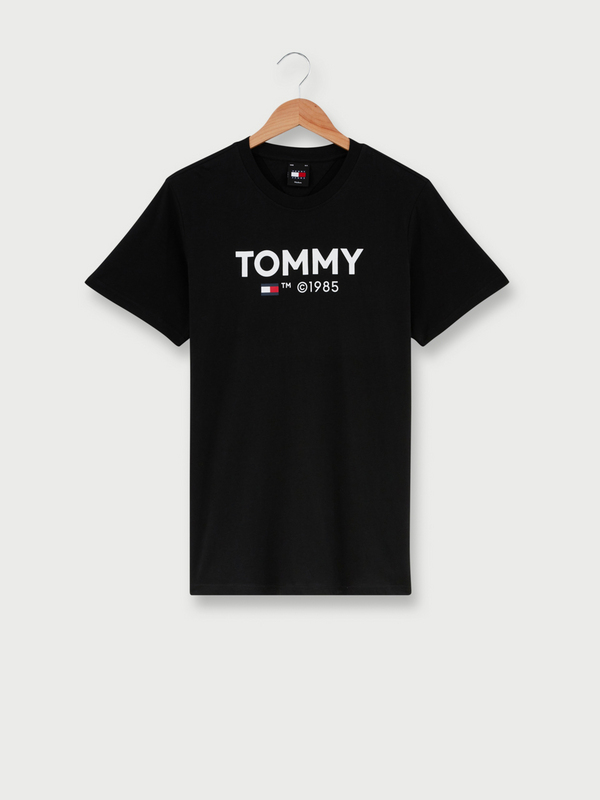 TOMMY JEANS Tee-shirt Col Rond Avec Logo Signature Flock Noir Photo principale