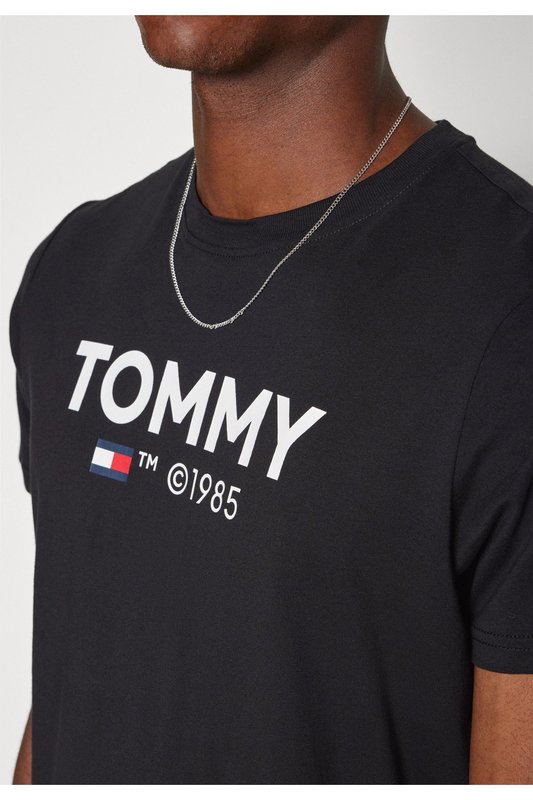 TOMMY JEANS Tee-shirt Col Rond Avec Logo Signature Flock Noir Photo principale