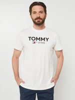 TOMMY JEANS Tee-shirt Col Rond Avec Logo Signature Flock Blanc cass