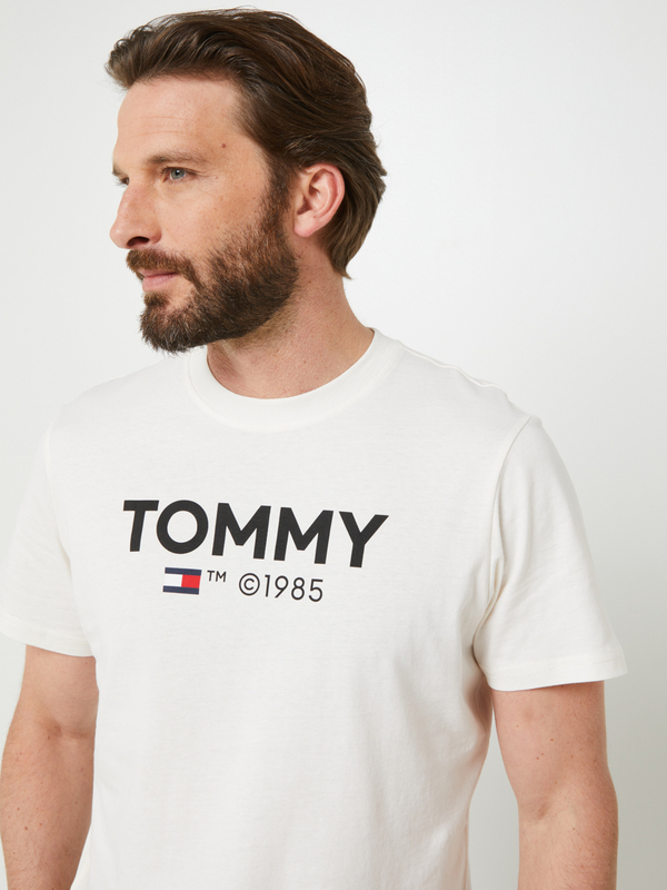 TOMMY JEANS Tee-shirt Col Rond Avec Logo Signature Flock Blanc cass Photo principale