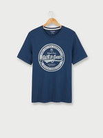 JACK AND JONES Tee-shirt Col Rond  Logo Signature En Coton Bio Bleu Canard