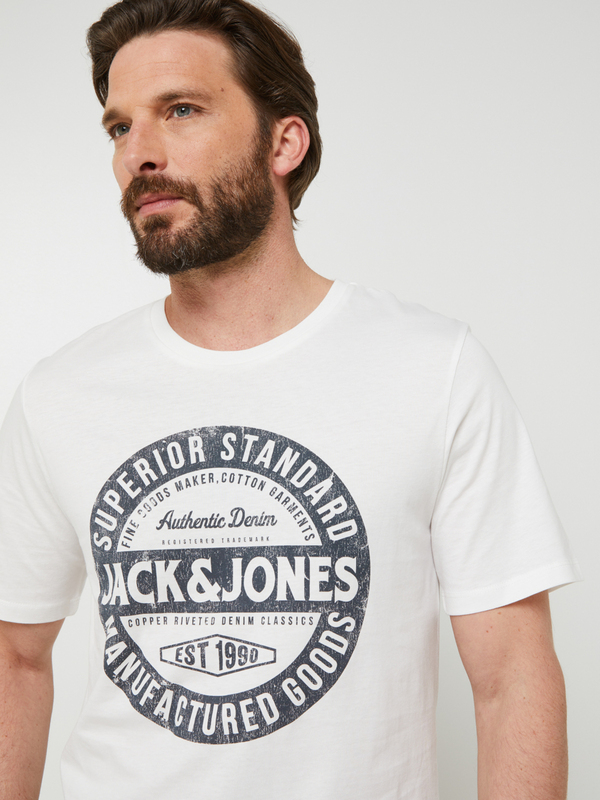 JACK AND JONES Tee-shirt Col Rond  Logo Signature En Coton Bio Blanc Photo principale