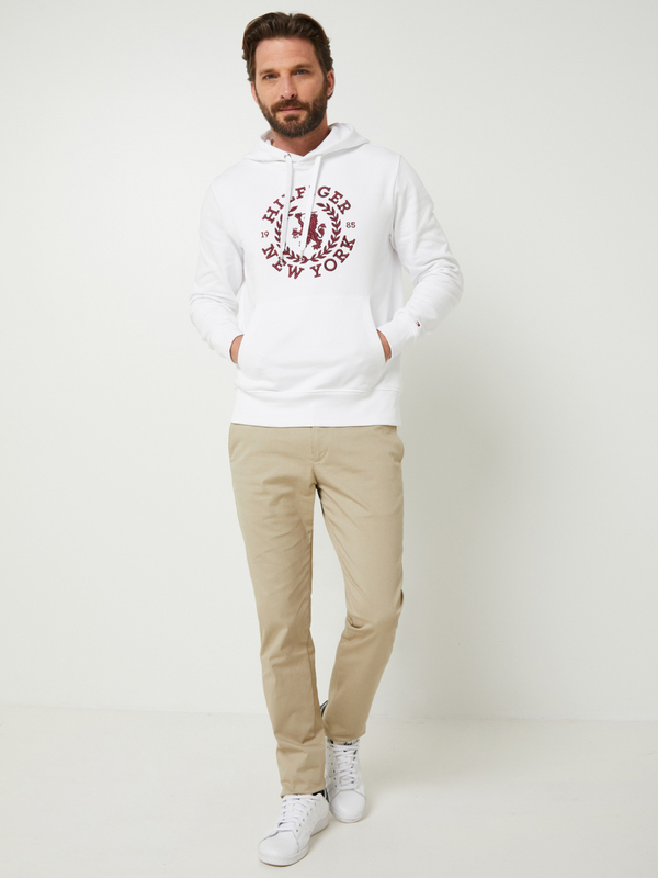 TOMMY HILFIGER Sweat-shirt  Capuche, Grand Logo Campus Brod En Coton co Responsable Blanc Photo principale