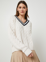 TOMMY JEANS Pull Torsad, Col V  Rayures En Fibres Recycles Blanc cass