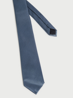 ODB Cravate En 100% Soie Unie Texture Bleu