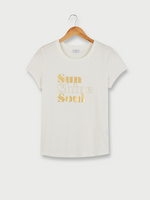 C EST BEAU LA VIE Tee-shirt Col Rond, Sunshine En Foil Ecru