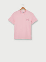 TOMMY JEANS Tee-shirt Col Rond Uni  Signature Brode En Coton Recycl Rose