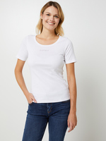 ESPRIT Tee-shirt Uni Manches Courte, Col Rond, Logo Strass Blanc