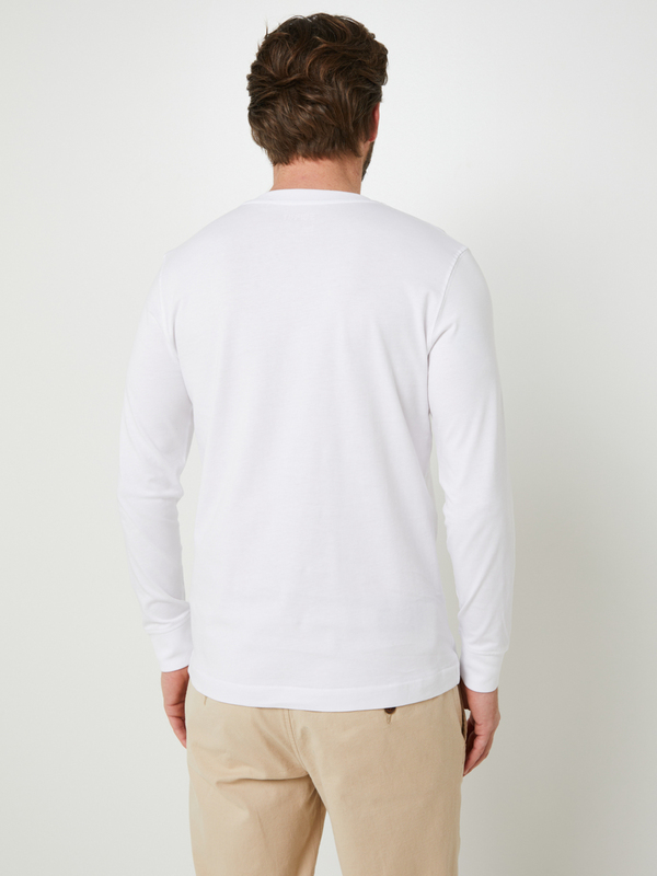 ESPRIT Tee-shirt Uni Manches Longues  Encolure Tunisienne En Coton Bio Blanc Photo principale