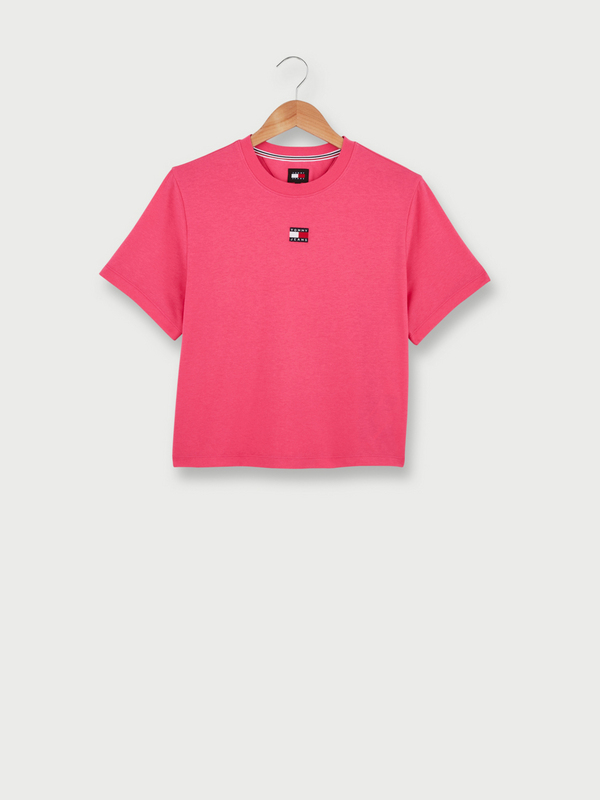 TOMMY JEANS Tee-shirt Uni Avec Logo Brod En Fibres Recycles, Coupe Carre Rose Photo principale